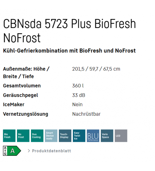 LIEBHERR利勃海尔CBNsda 5723 Plus 生物养鲜 无霜双门独立式冰箱